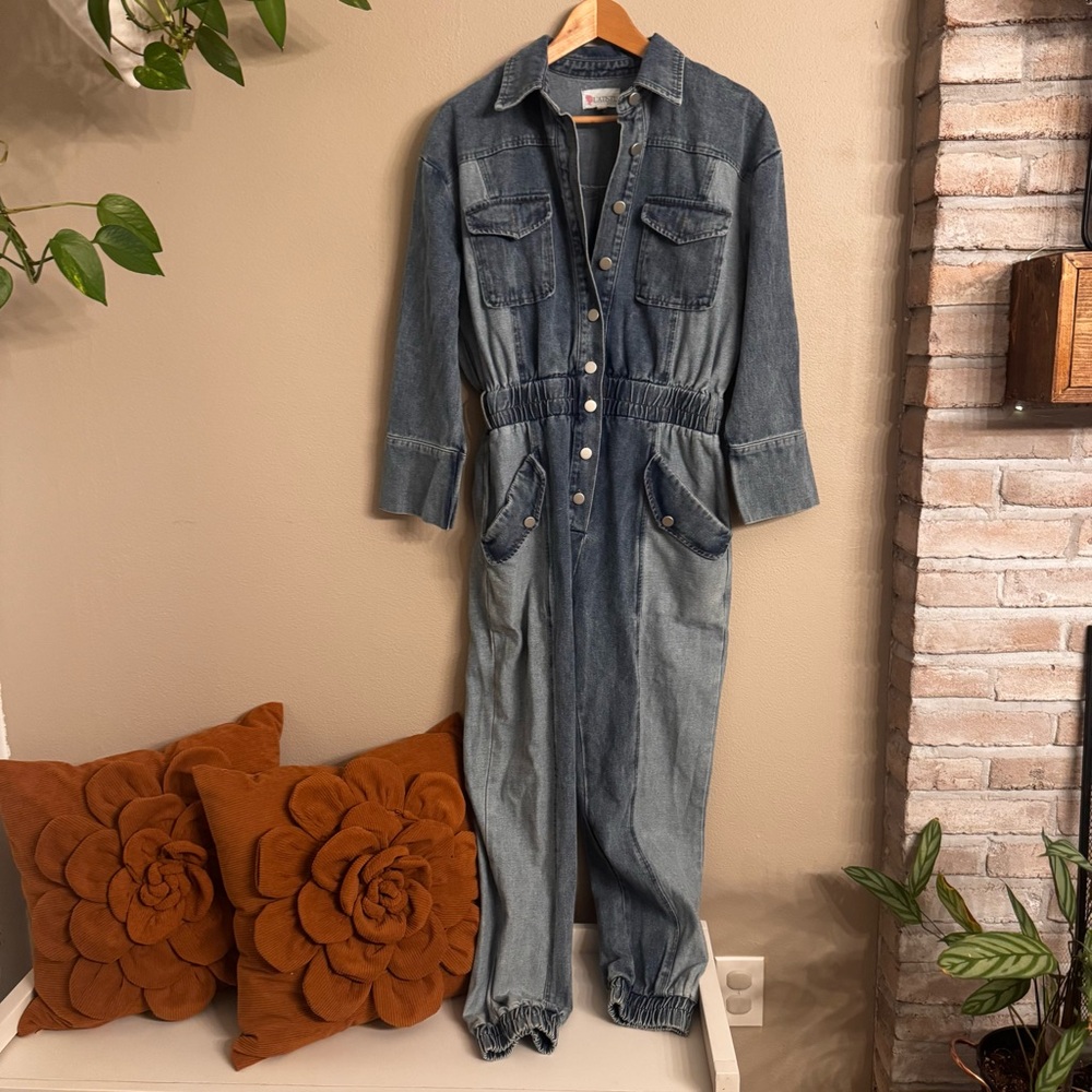 L’ATISTE BY AMY Mixed Denim Jumpsuit
